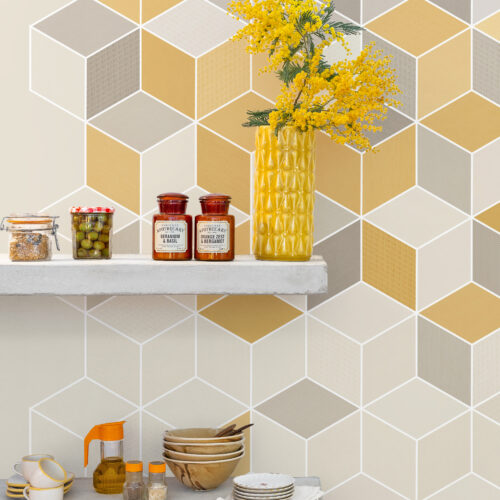 Mustard Cubes Wall Mural Design